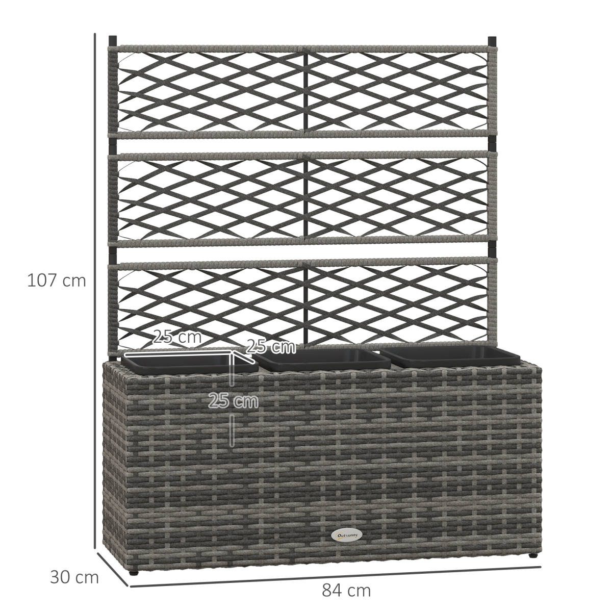 Garden Rattan Planter Box with Trellis Flower Raised Bed