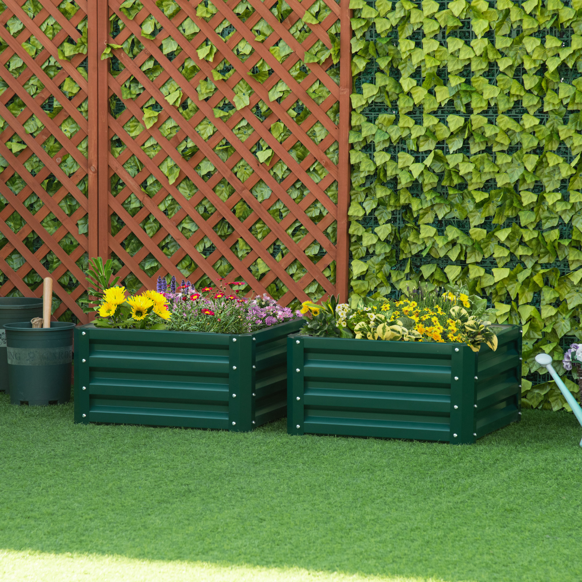 Set of 2 Raised Garden Bed Galvanised Planter Box