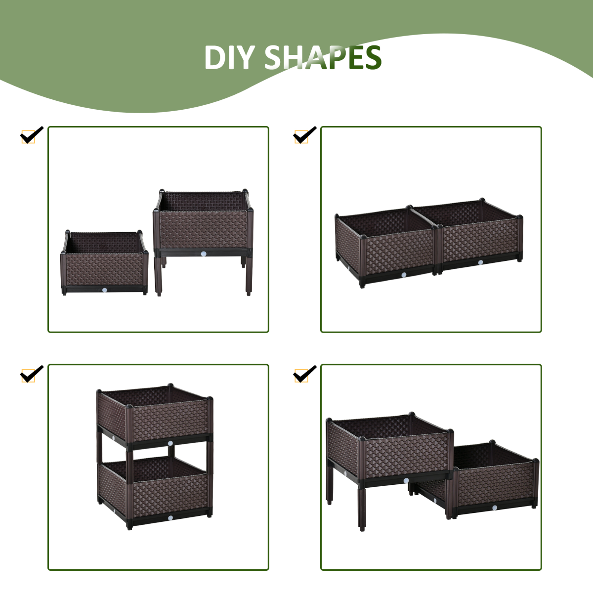 2-Piece Raised Garden Bed Planter Box for Flowers