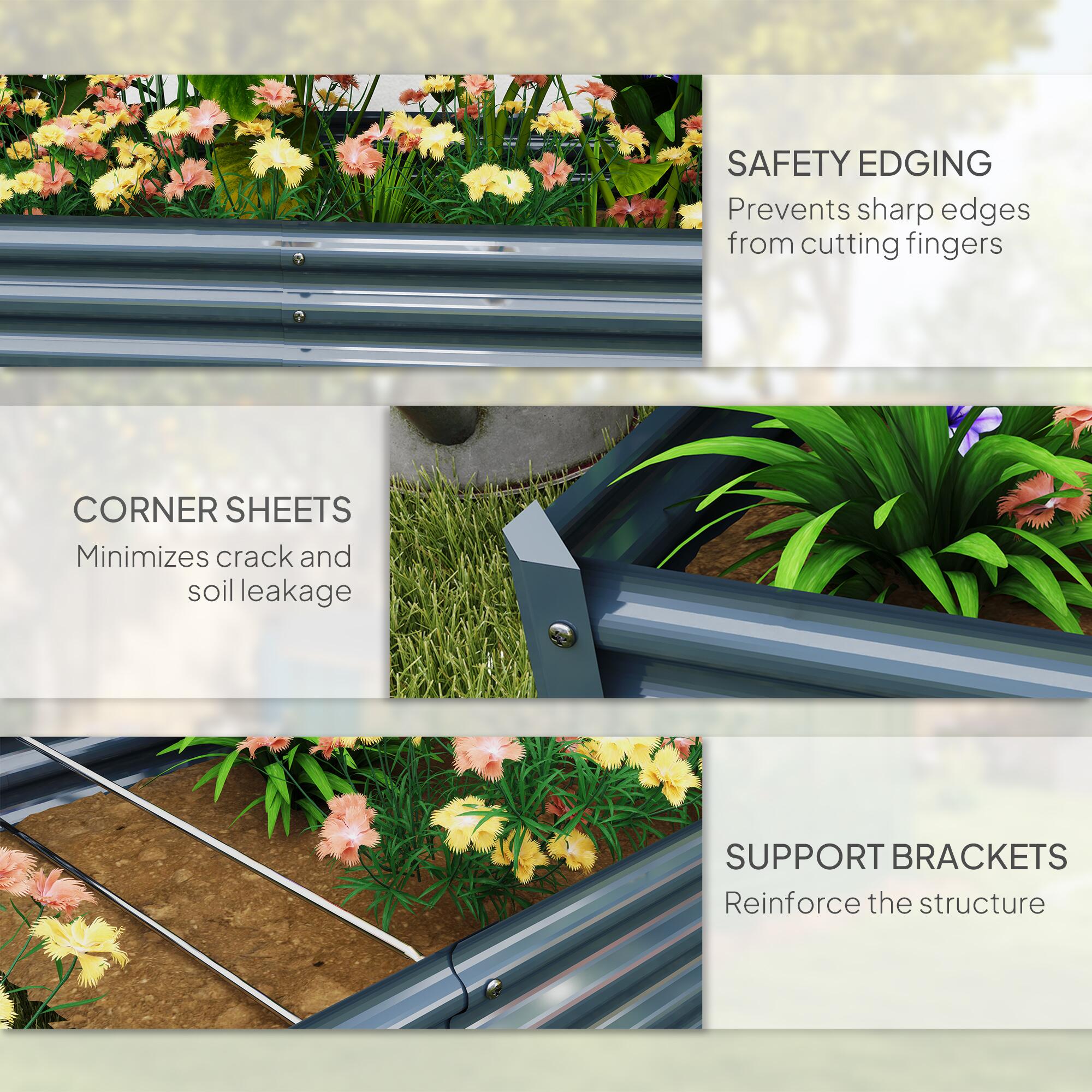 Galvanised Raised Garden Raised Bed, Silver