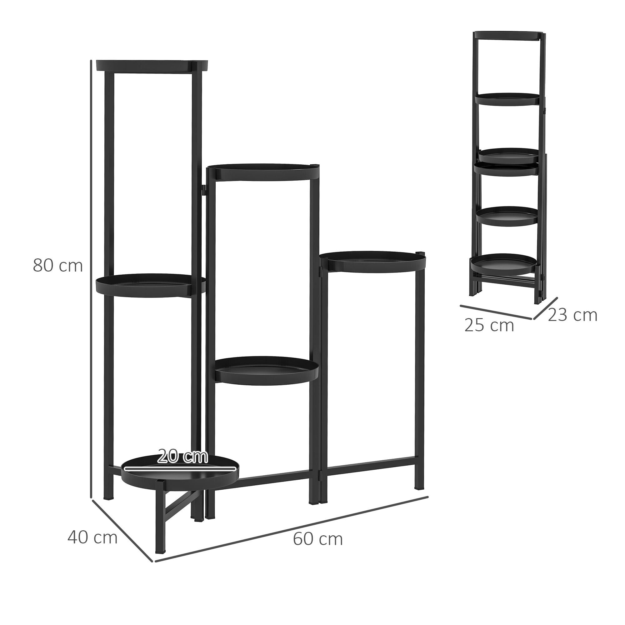3 Tier Foldable Corner Plant Stand, Black