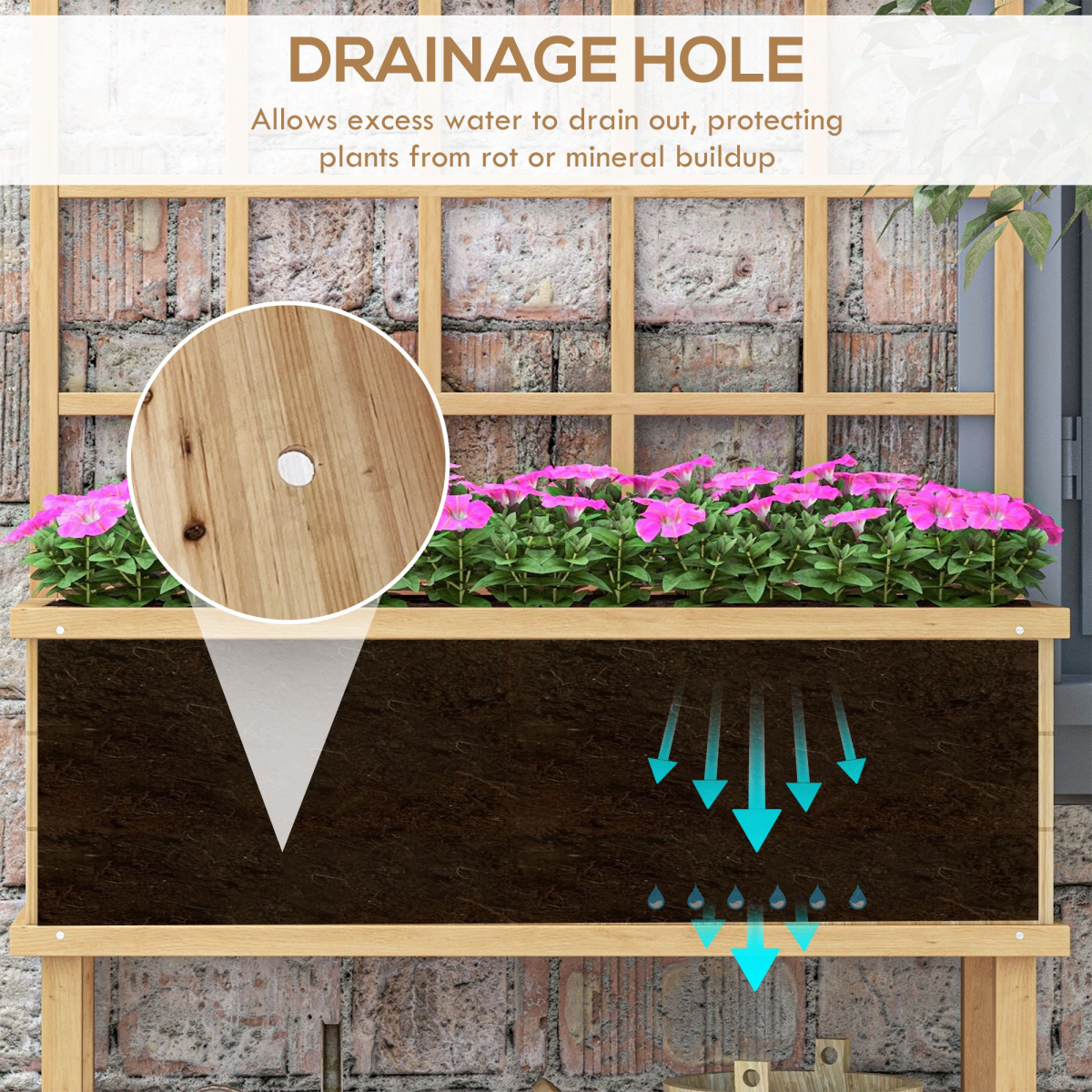 Wood Raised Planter with Trellis, Garden Bed