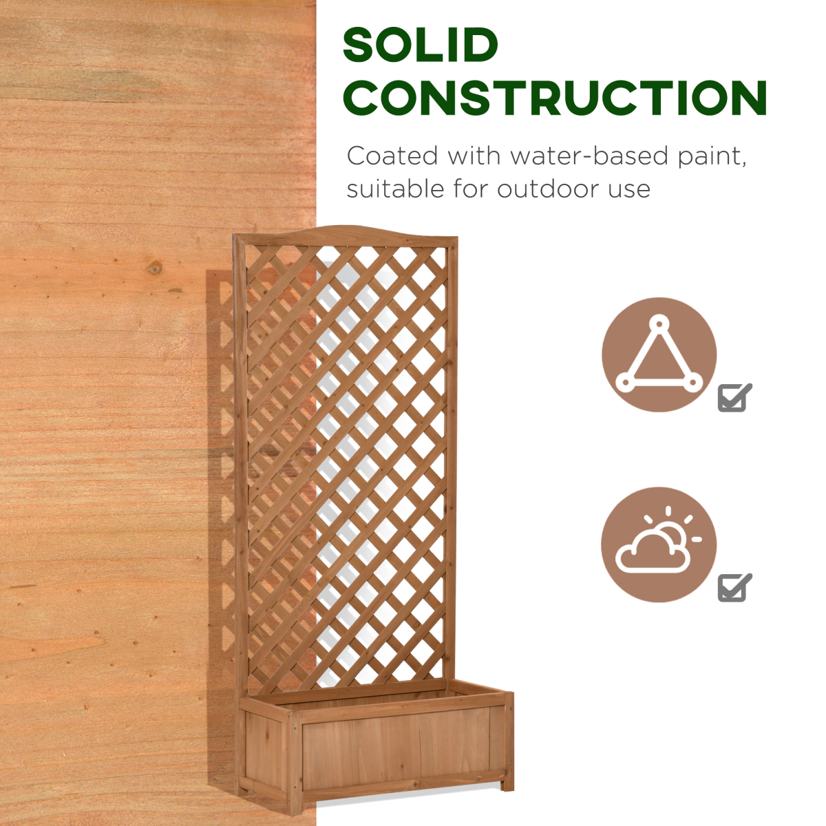 Garden Wooden Planter Box with Trellis