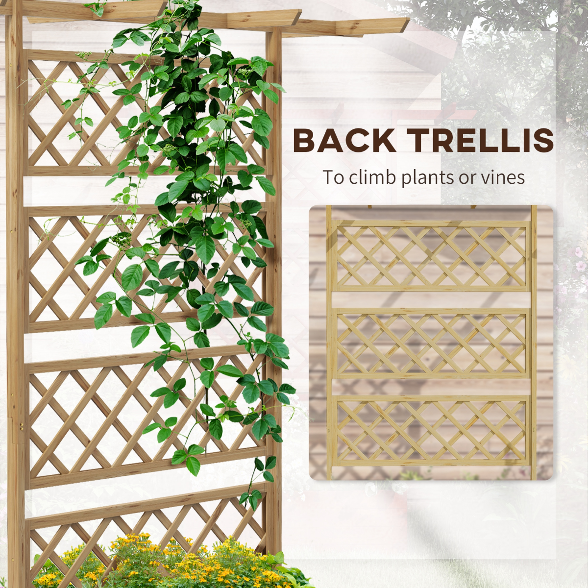 Wooden Trellis Planter, Raised Garden Bed for Climbing Plants