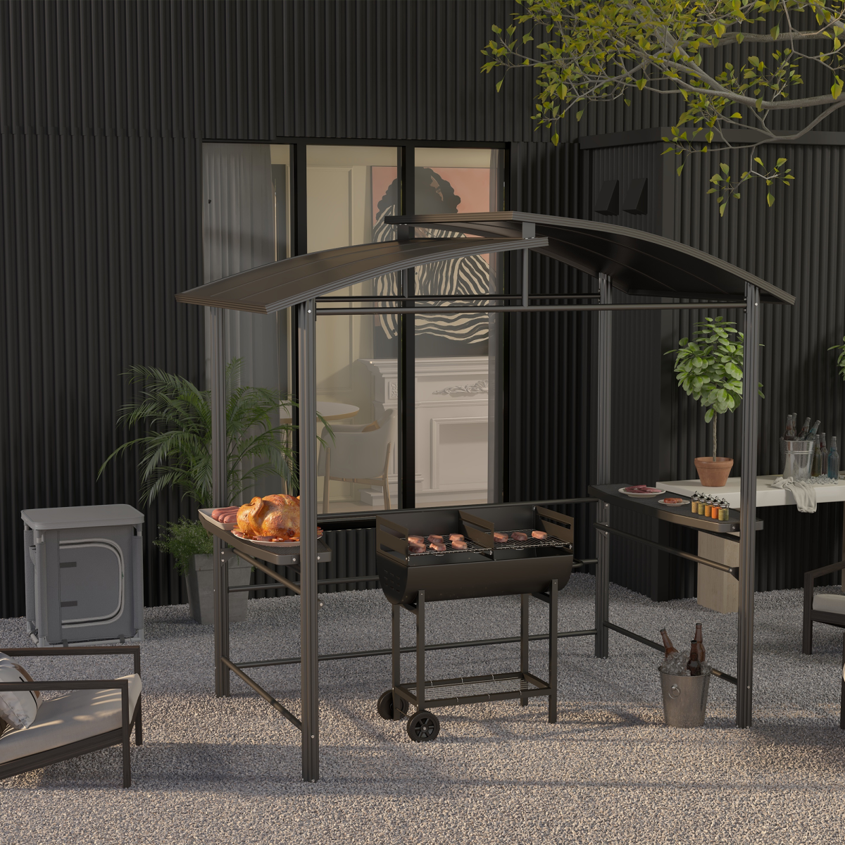 Steel 2-Grill Charcoal BBQ Black