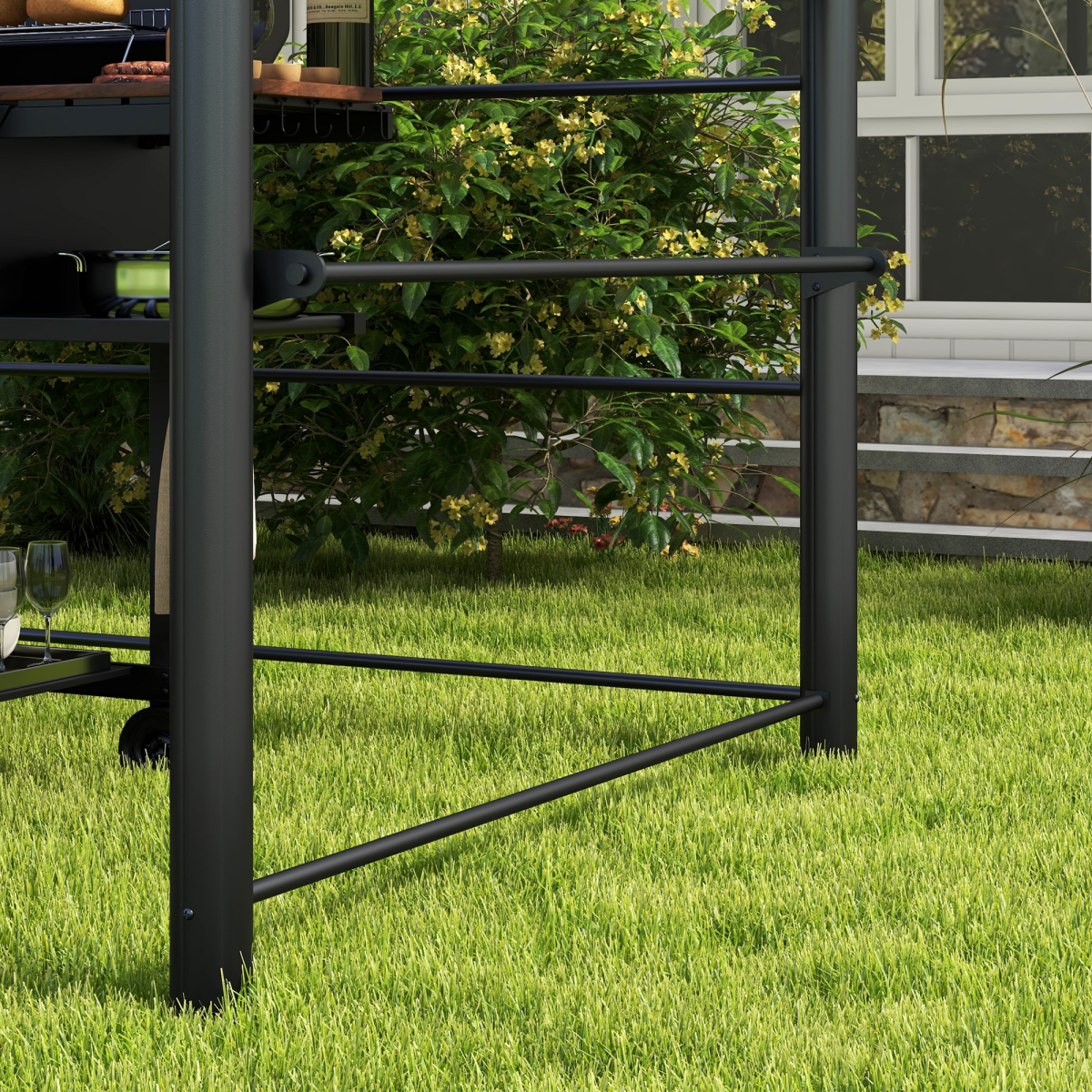 BBQ Patio Canopy Gazebo with Polycarbonate Roof 2 Shelves