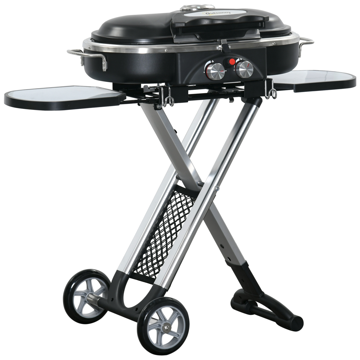 Foldable 2 Burner Gas BBQ Grill Trolley