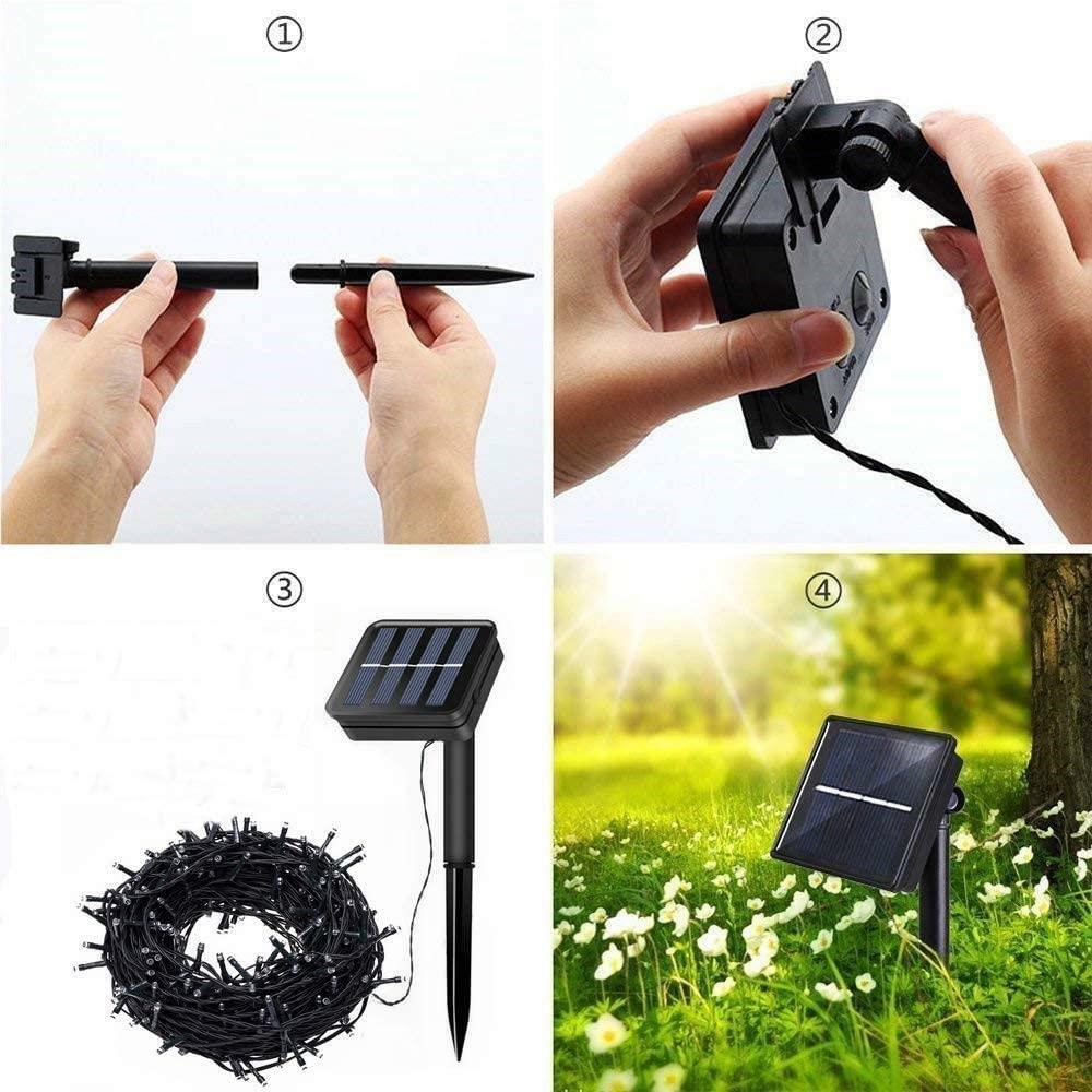 100 led white outdoor string solar powered fairy lights