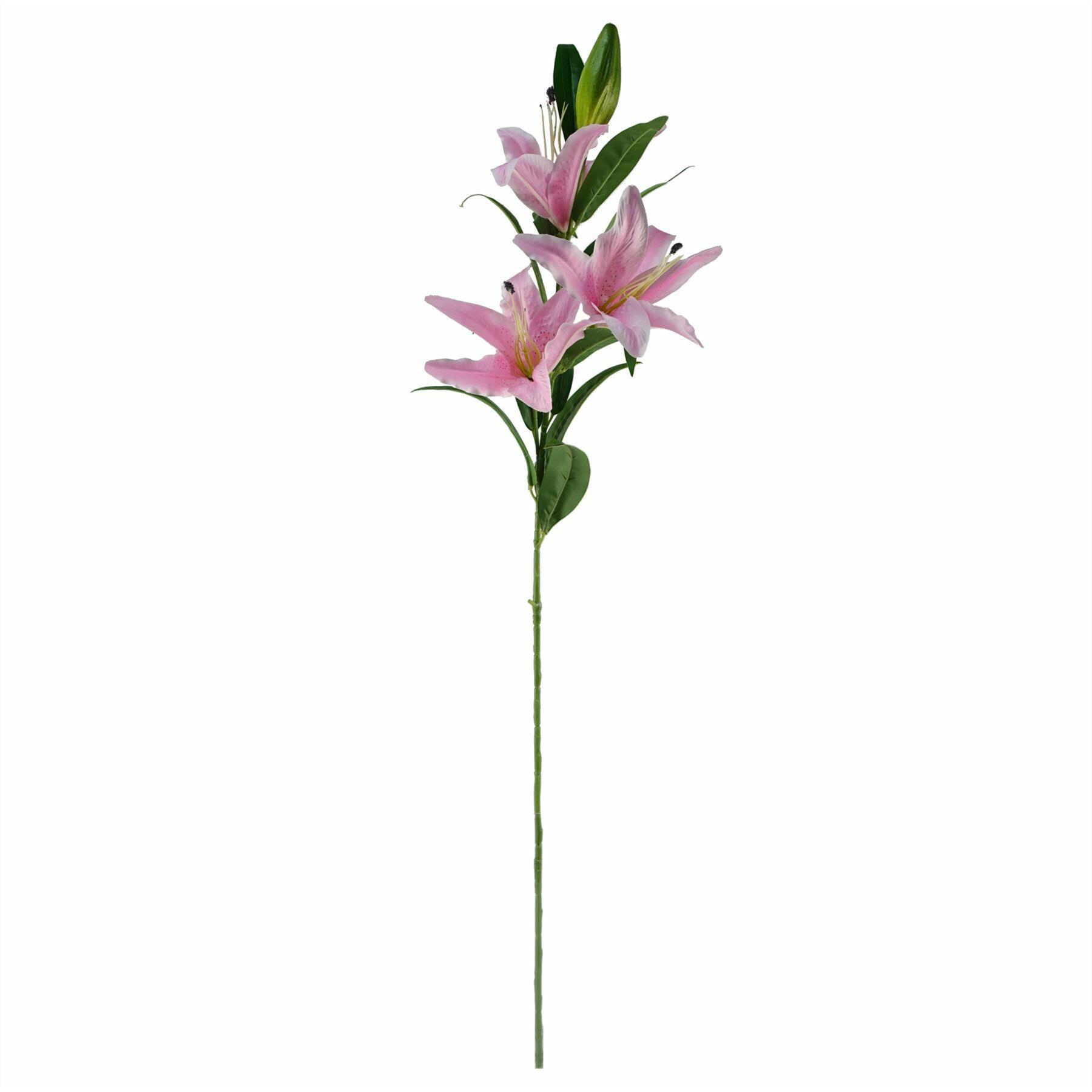 Pack of 6 x 100cm Large Pink Lily Stem - 18 Flowers