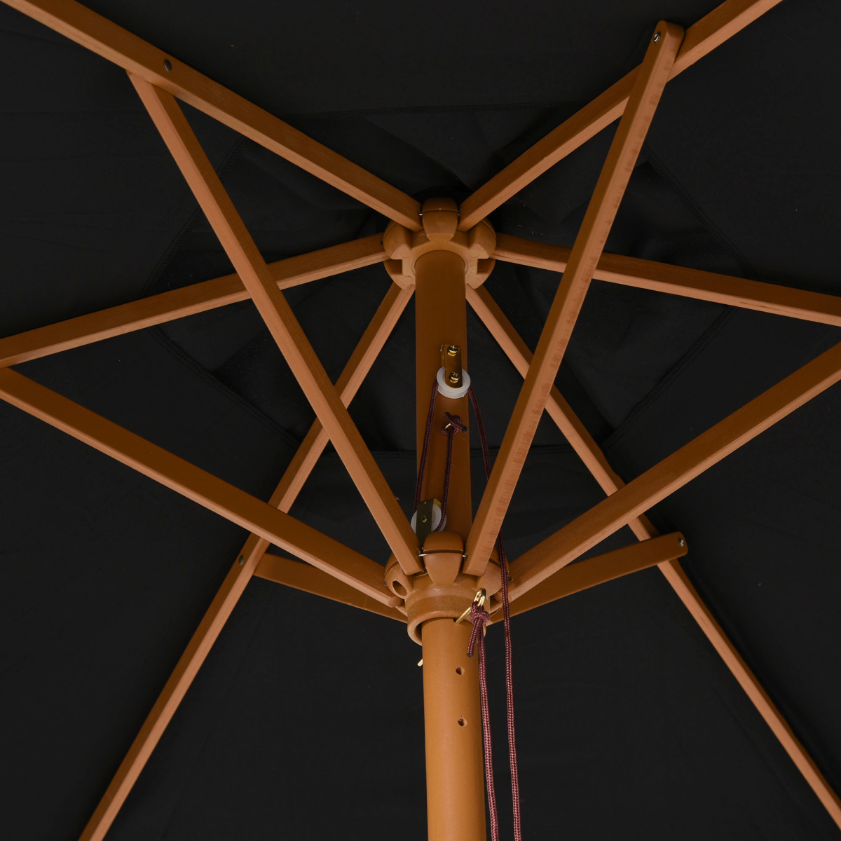 2.5m Wood Garden Parasol Umbrella Black