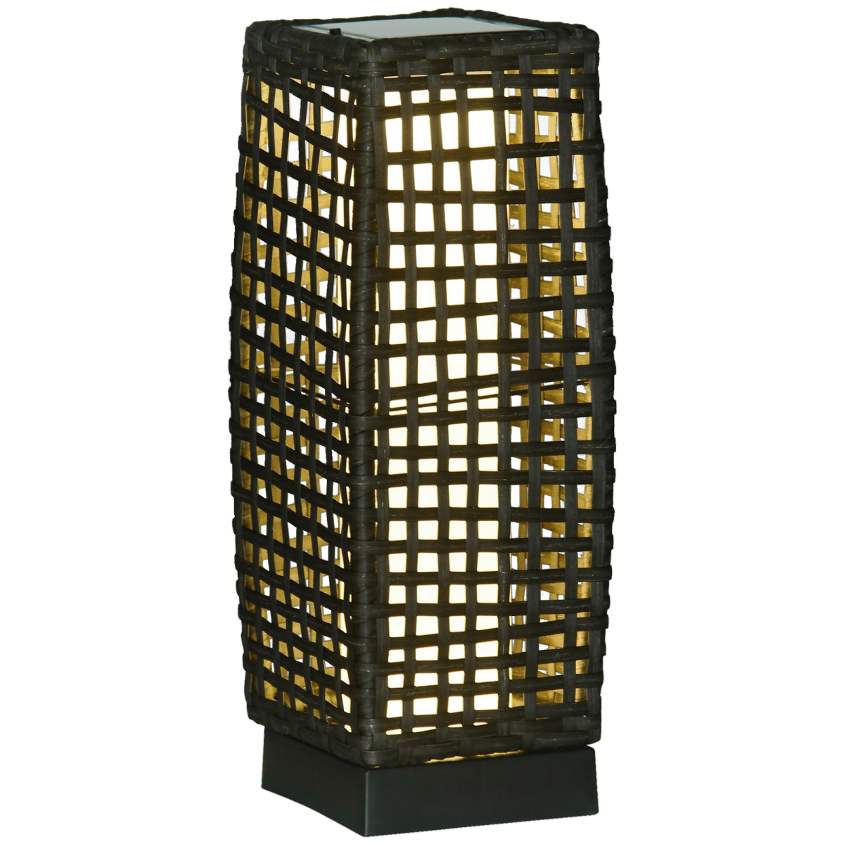 outsunny outdoor rattan solar lantern wtih auto on/off