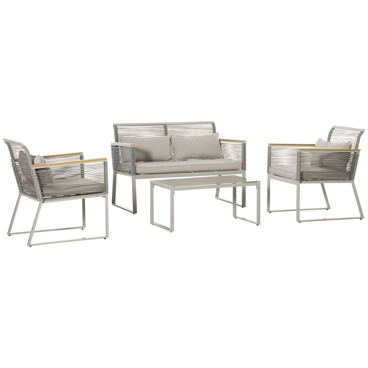 4seater patio wicker sofa metal frame pe rattan