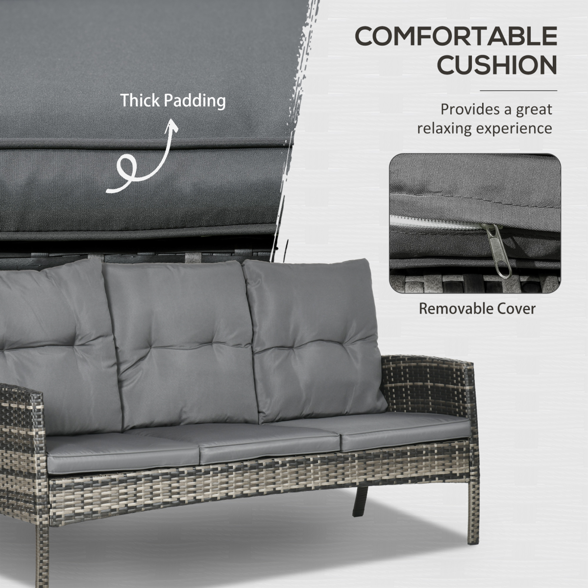 outsunny rattan garden furniture sofa set, 2 armchairs