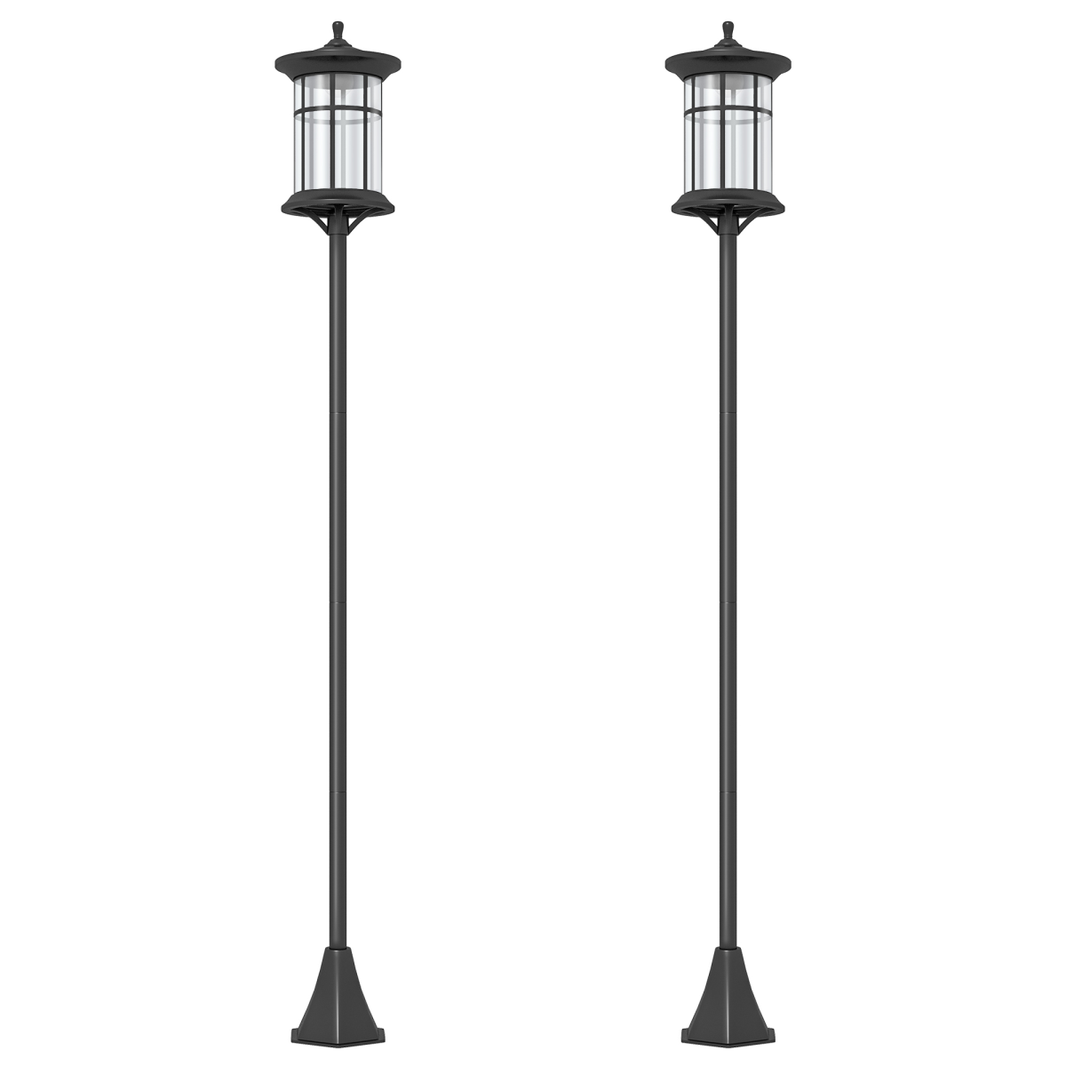 outsunny led outdoor solar post lights, waterproof ip44,