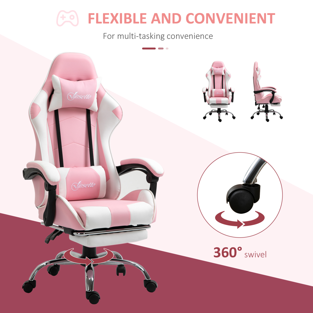 racing gaming chair w lumbar support home office view 6