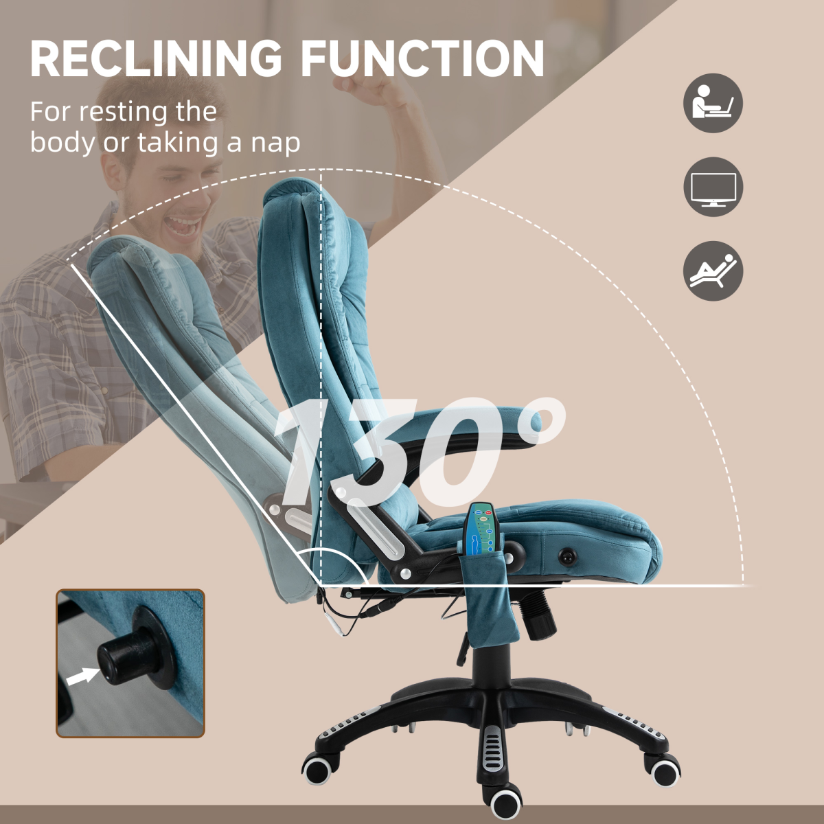 executive reclining chair w heating massage points relaxing view 8