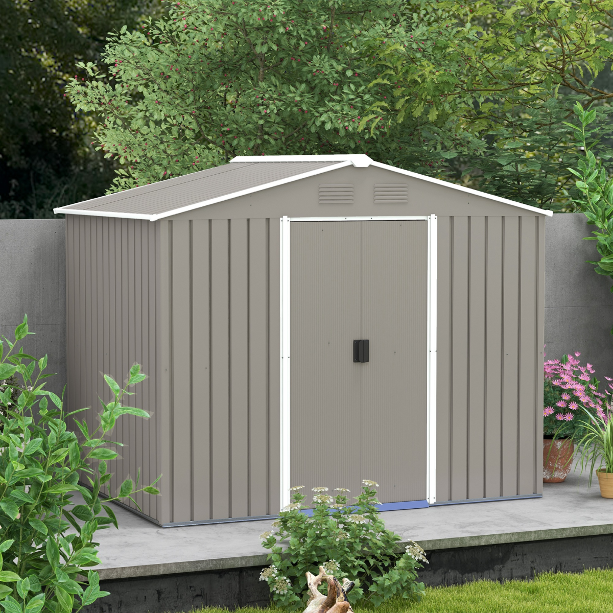 outsunny 8 x 6ft garden storage shed w/