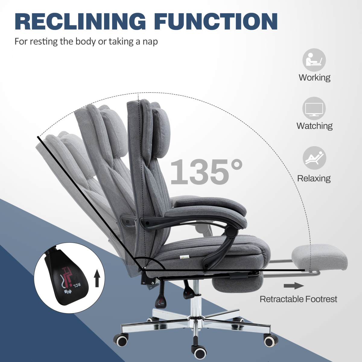 homcom executive office chair reclining office chair with view 5