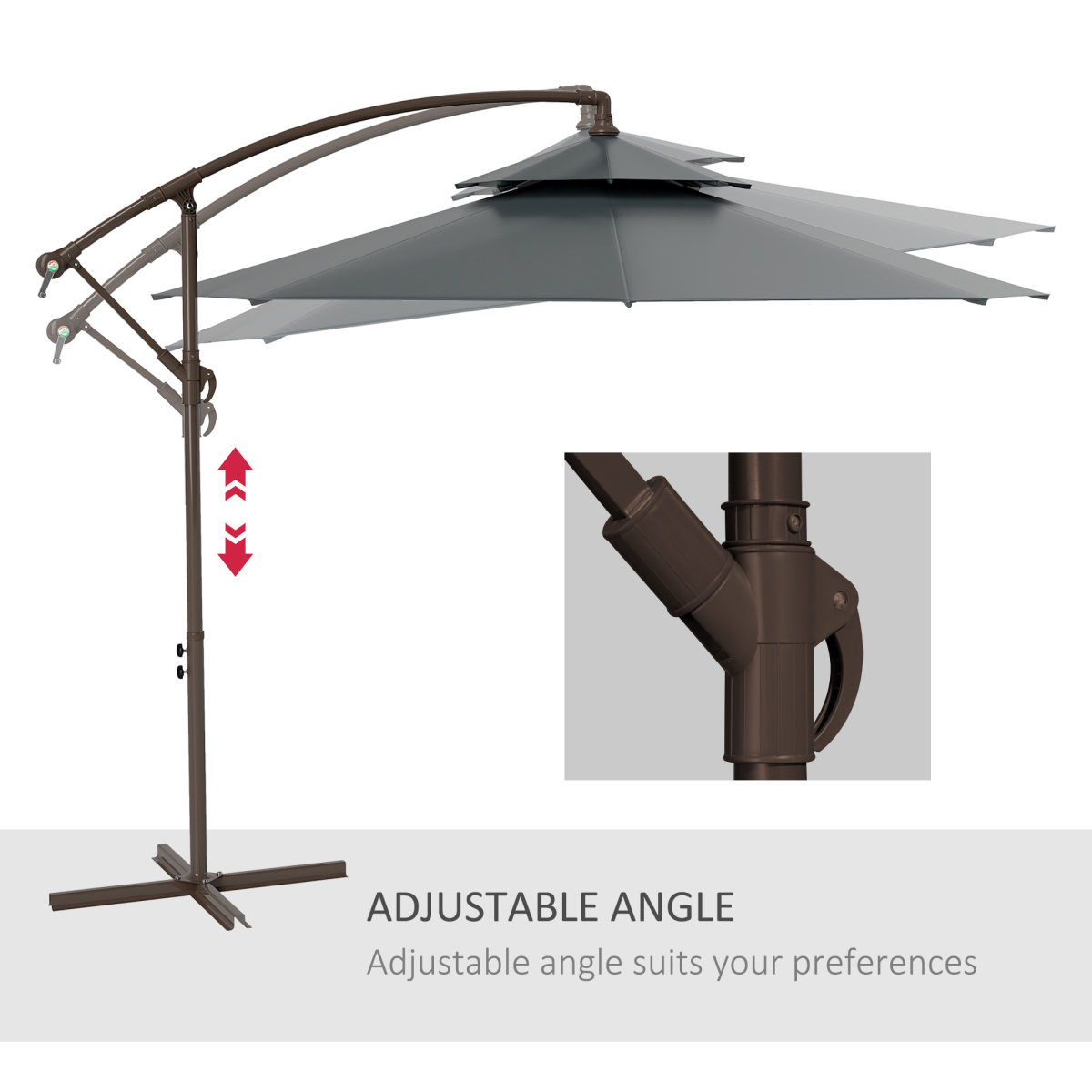 27m garden banana parasol cantilever umbrella handle dark view 5