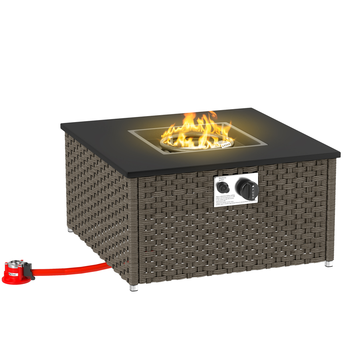 outsunny 13 kw rattan gas fire pit table view 1