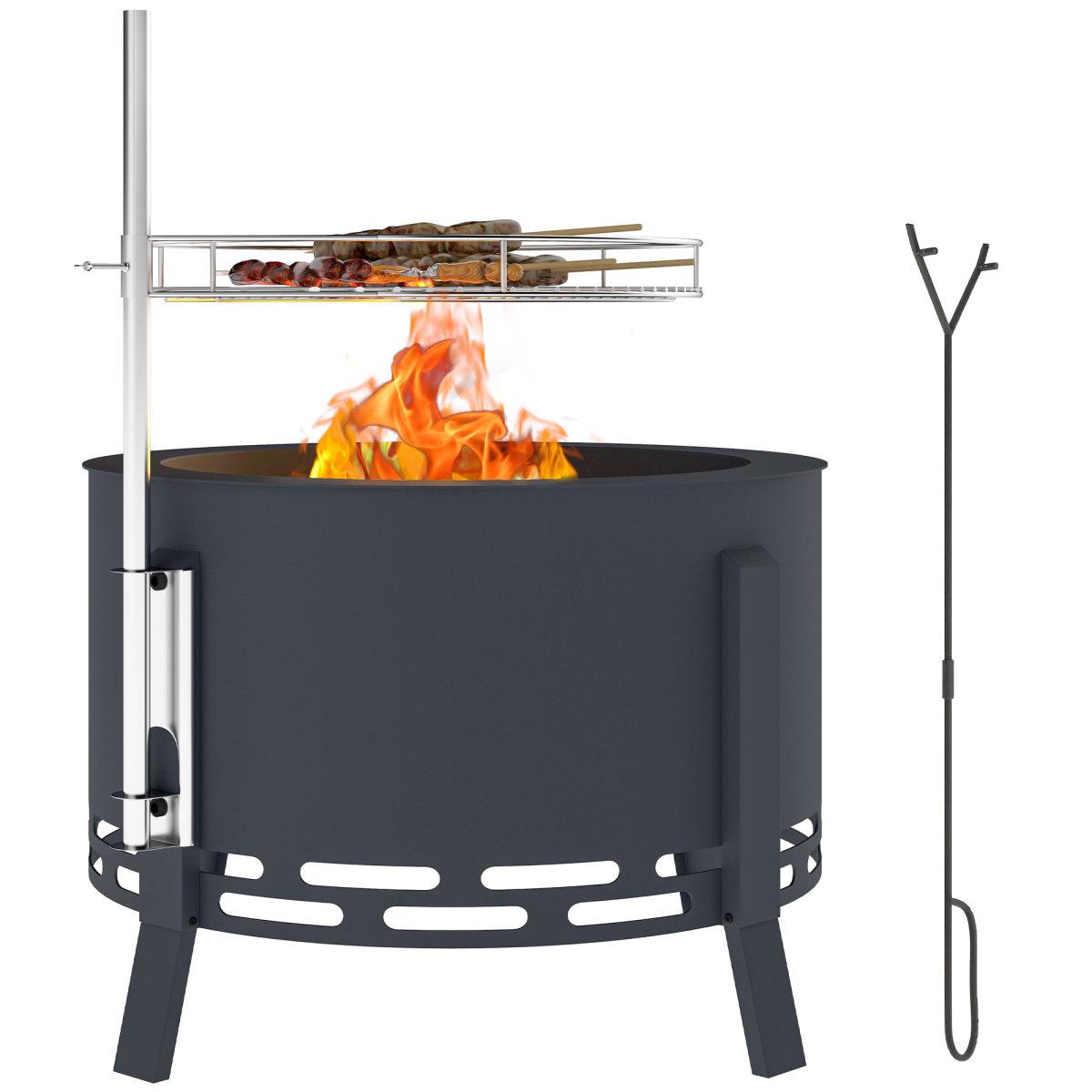 outsunny portable fire pit 58 cm round firepit view 1