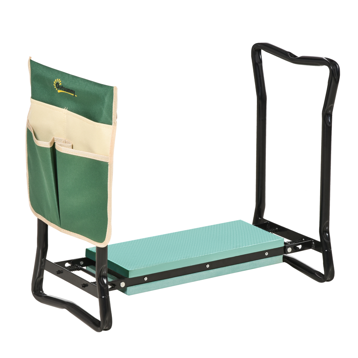 steel frame gardening kneeler seat w pouch green view 1