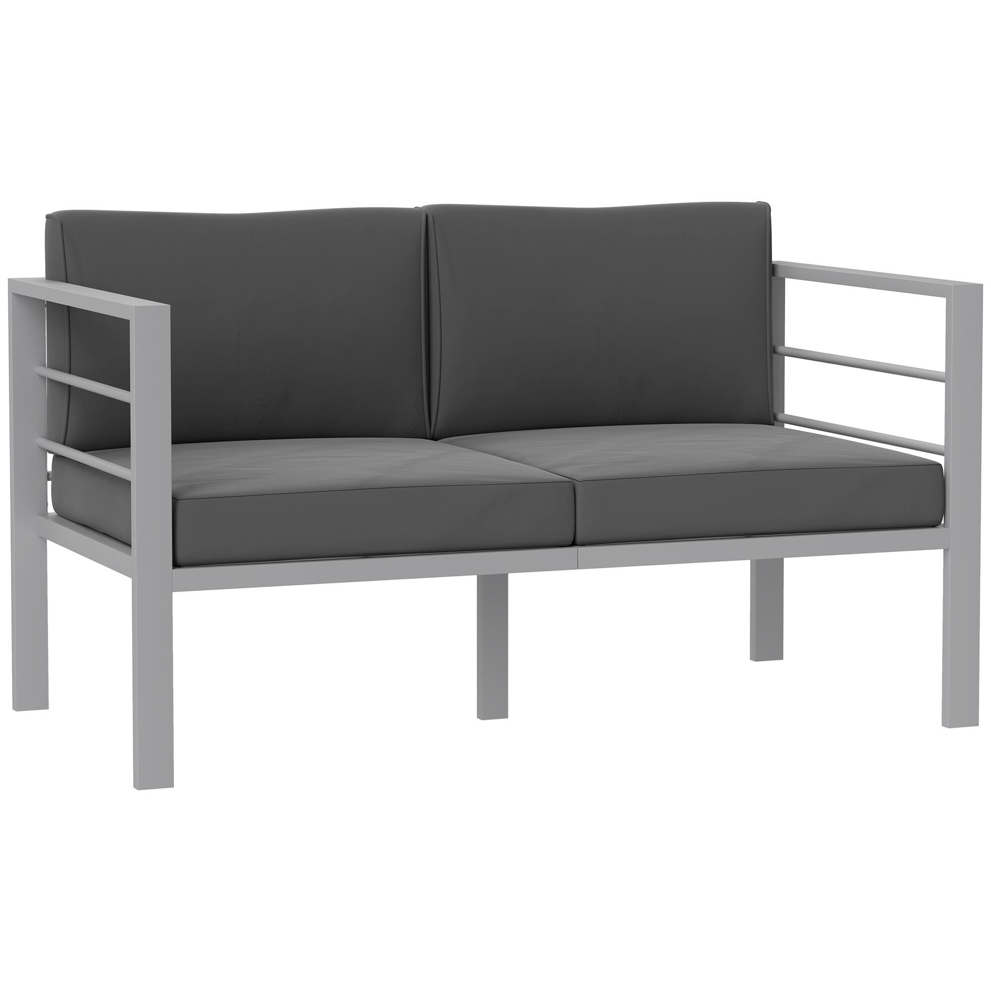 outsunny allweather garden loveseat with removable cushions charcoal view 1