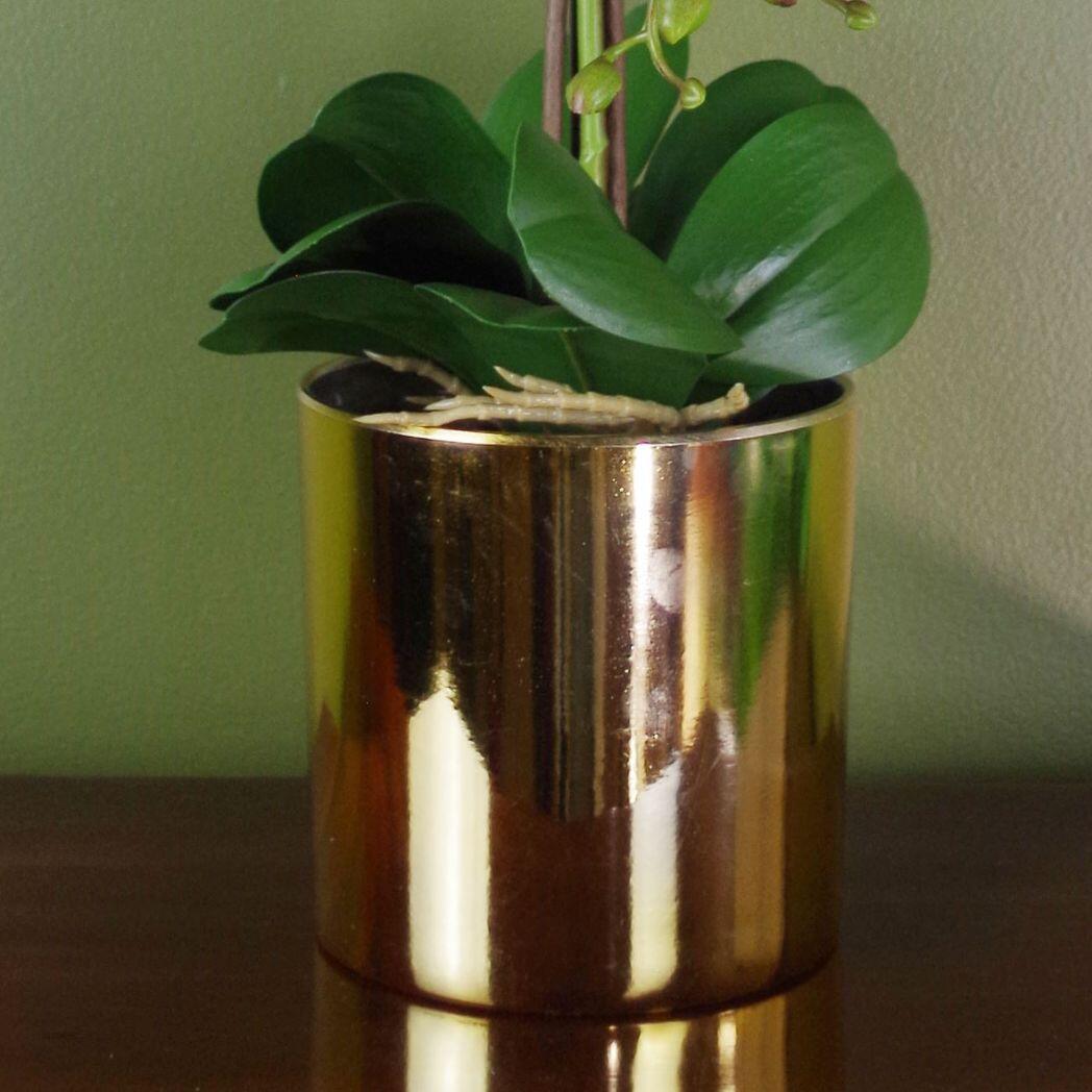 image of 52cm artificial orchid large white and gold view 2