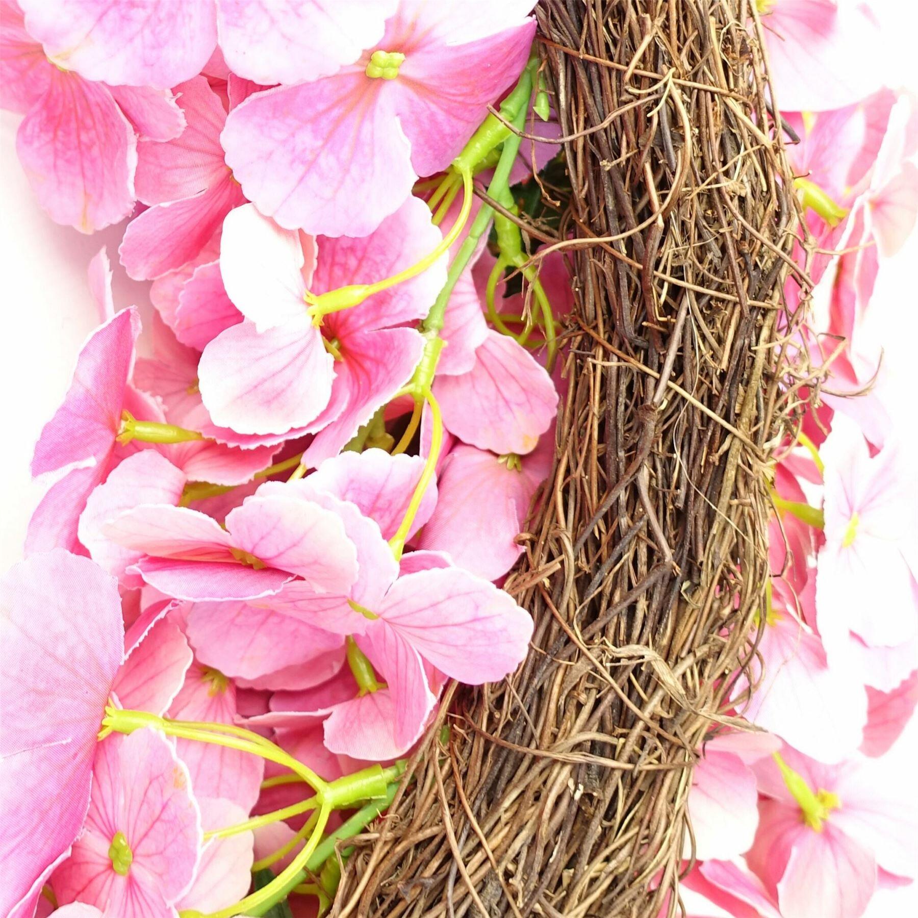 image of 40cm artificial pink floral blossom wreath view 34