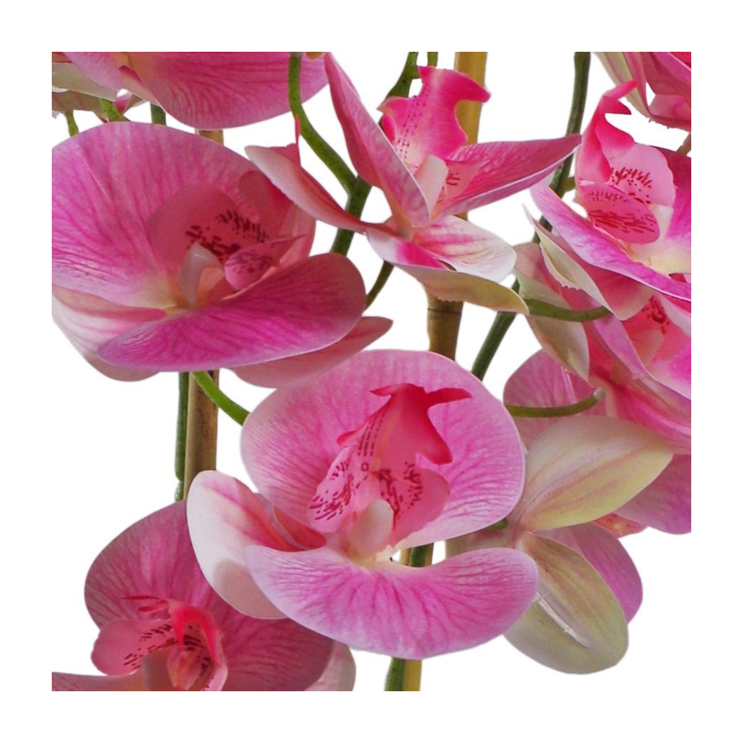 image of 70cm artificial orchid light pink with black ceramic planter view 1