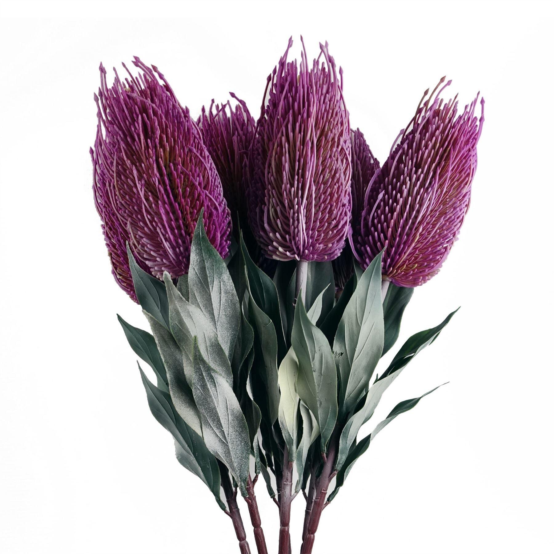 image of pack of 6 x 75cm banksia menziesii pink flower stem artificial