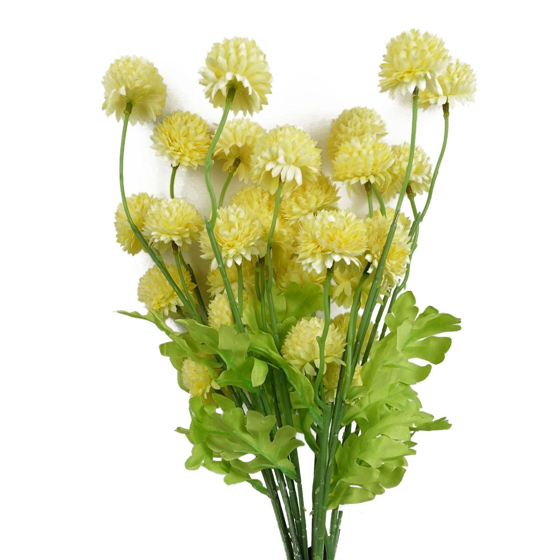 image of pack of 6 x 50cm dahlia pompom yellow artificial stem