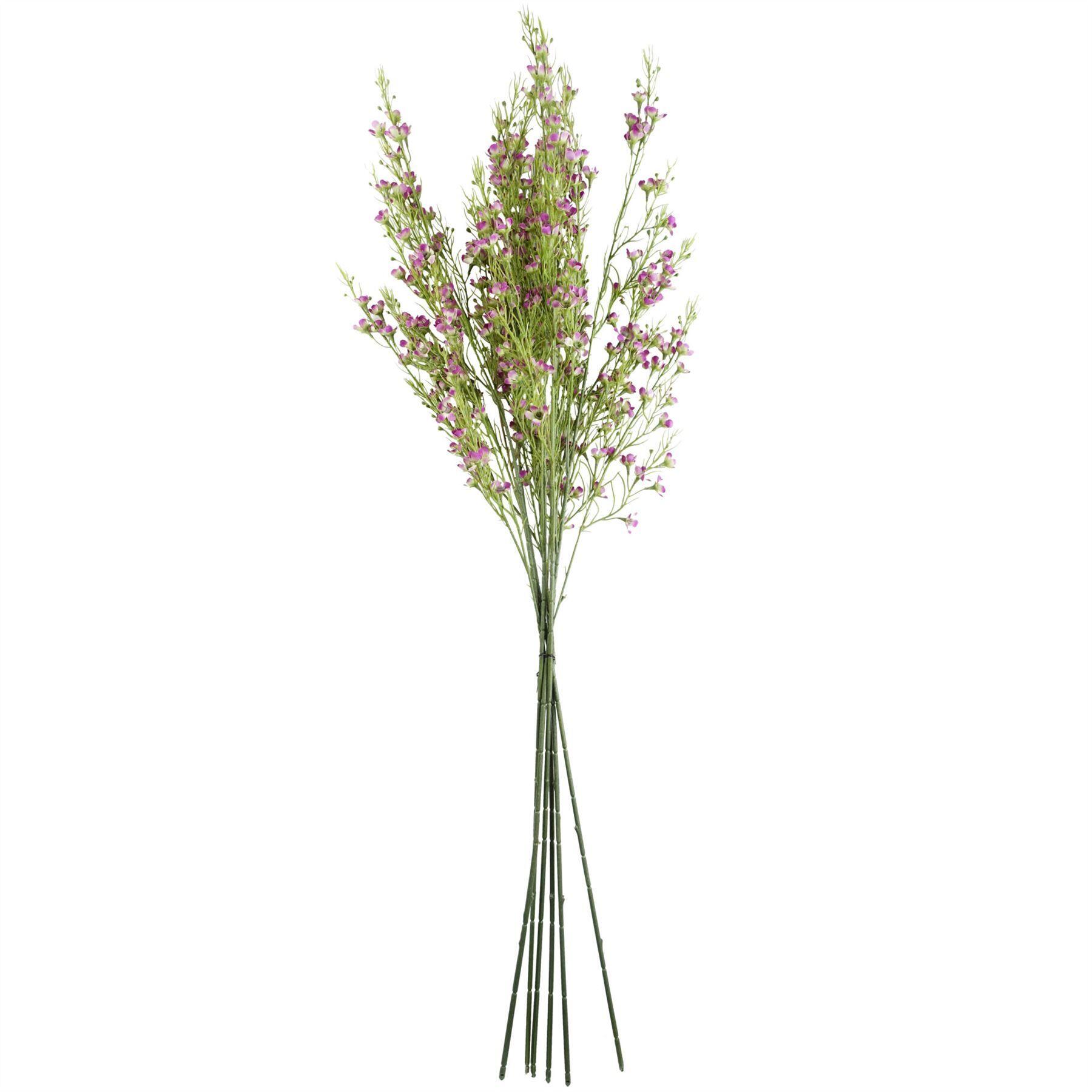image of pack of 6 x 100cm artificial foliage stem with small flowers  purple view 4