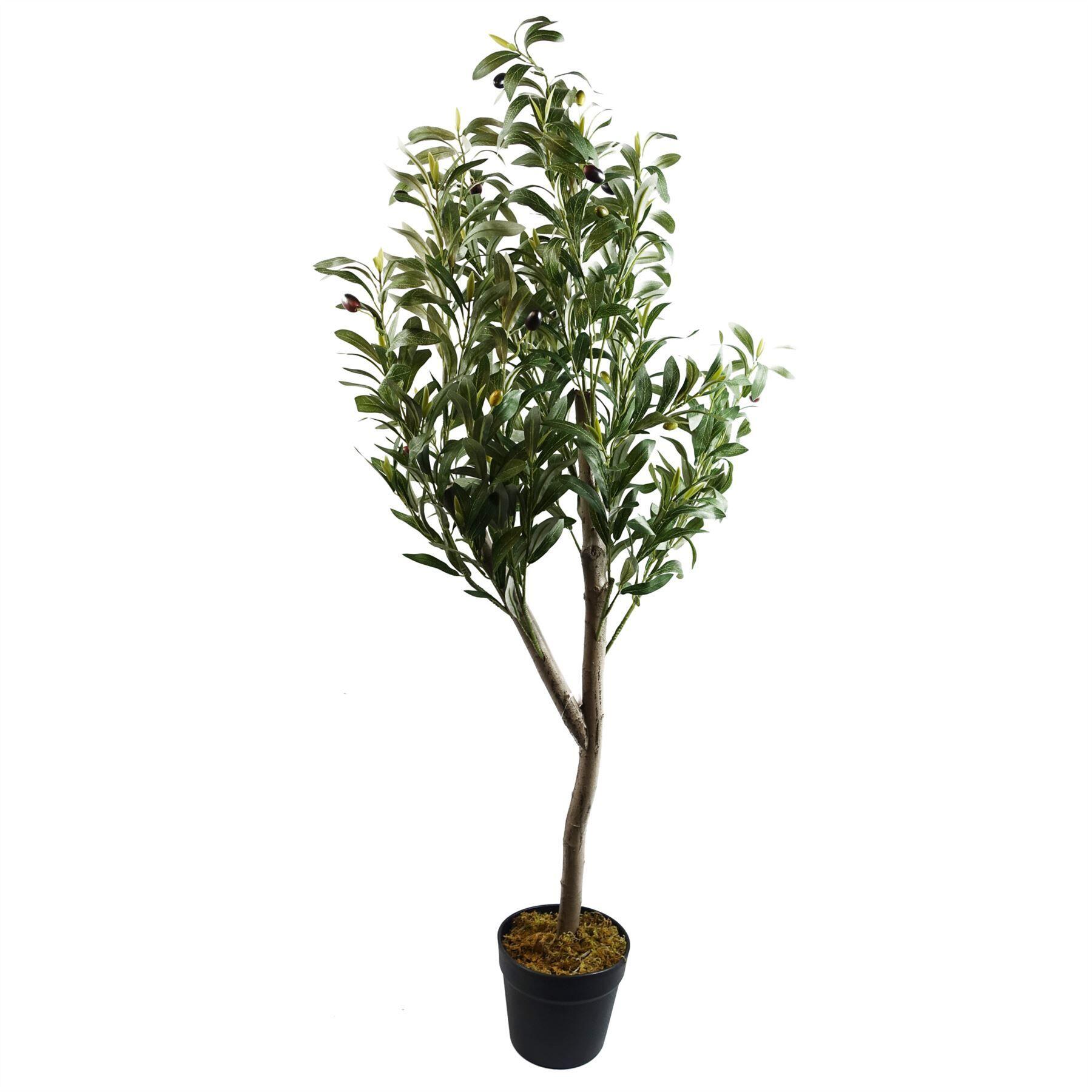 image of 120cm artificial natural look olive tree with wooden trunk view 2