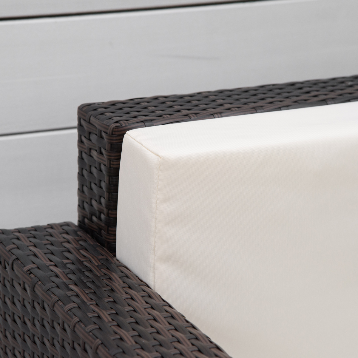 top view of rattan single sofa chair garden wicker weave armchair fire resistant brown