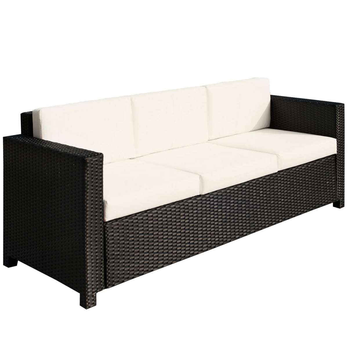 image showing 3 seater rattan garden sofa black outdoor patio wicker weave furniture chair