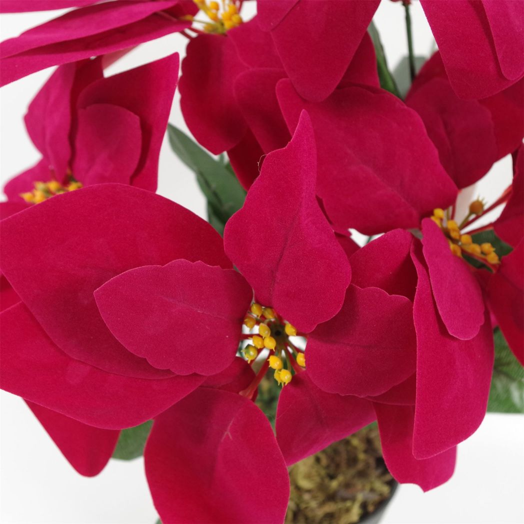 artificial Christmas Xmas Red Poinsettia 40cm Silver Hammered Metal Planter alternative style 3