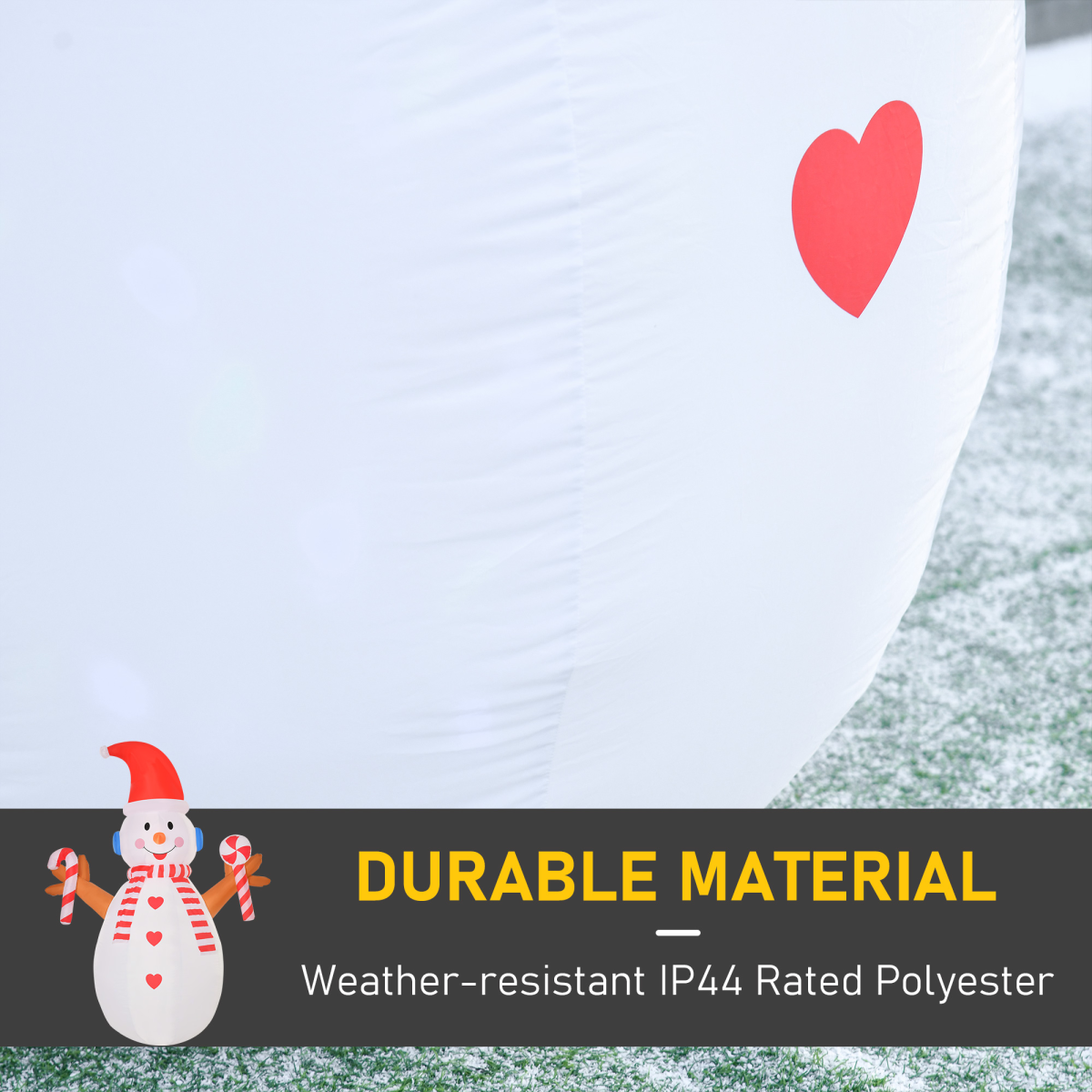 close-up of 8ft Christmas Inflatable Snowman with Candy Rotating Lighted Indoor Outdoor