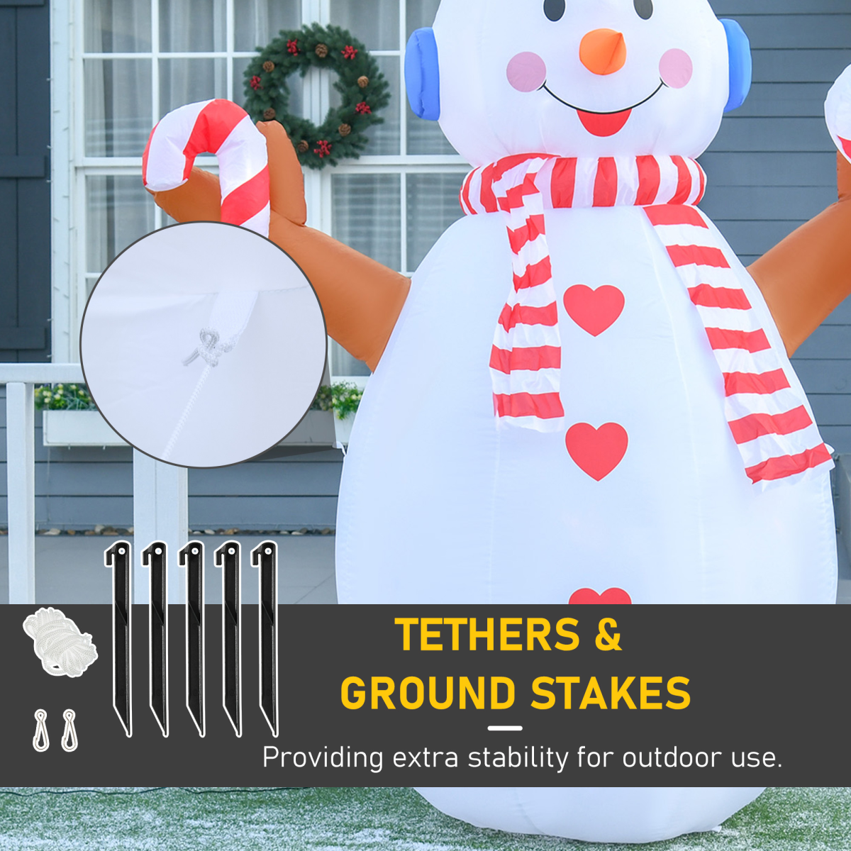 high-quality image of 8ft Christmas Inflatable Snowman with Candy Rotating Lighted Indoor Outdoor