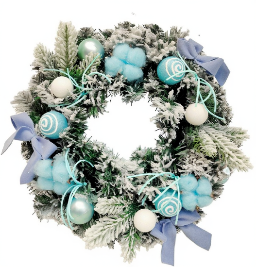 artificial blue christmas bauble wreath