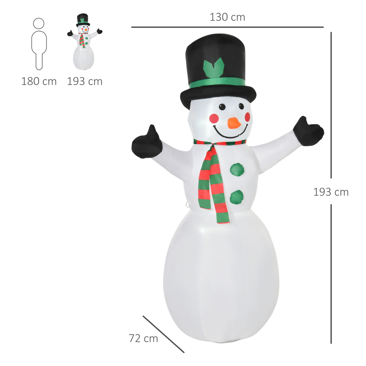 High-quality image of 6.5ft Inflatable Snowman LED Christmas Xmas Air Blown, Outdoor for eCommerce listing.