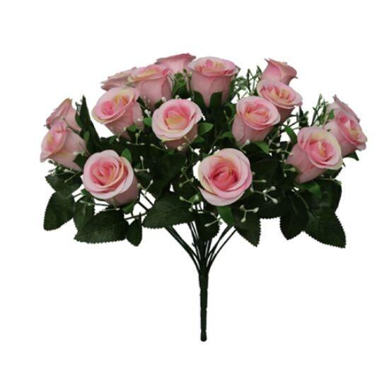 artificial flowers 36cm rosebud bush pink