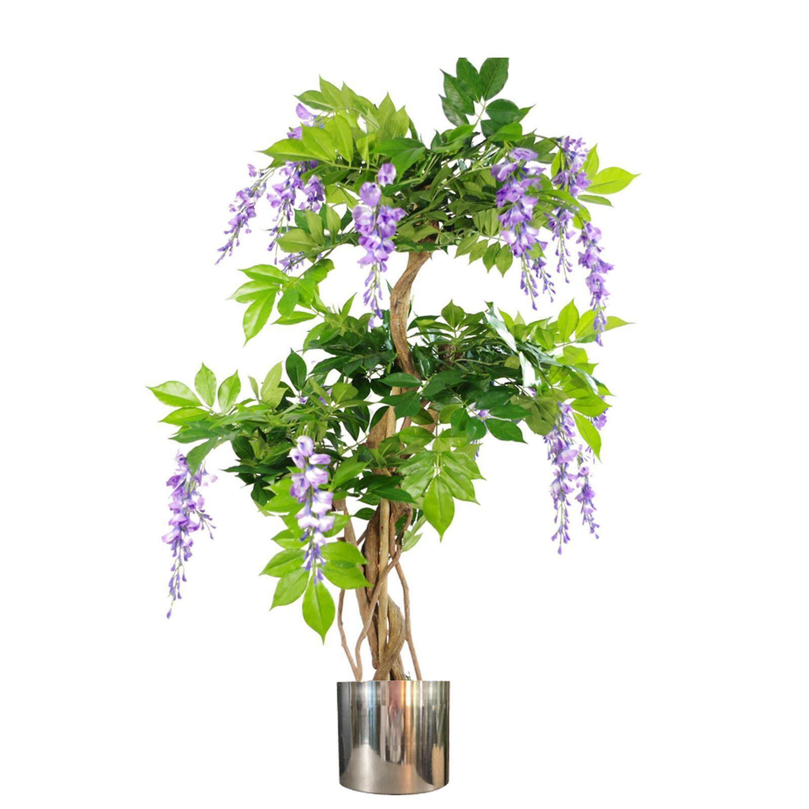 110cm silver wisteria artificial with purple metal product image