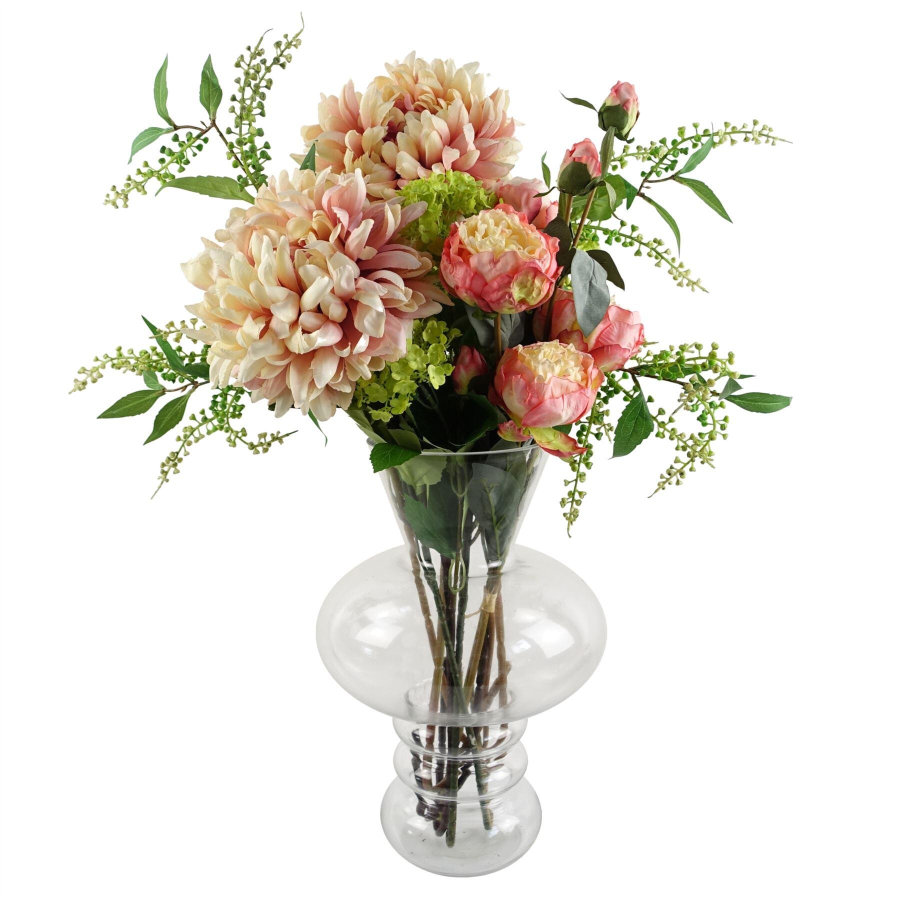 glass vase chrysanthemum bubble pink 60cm display product image