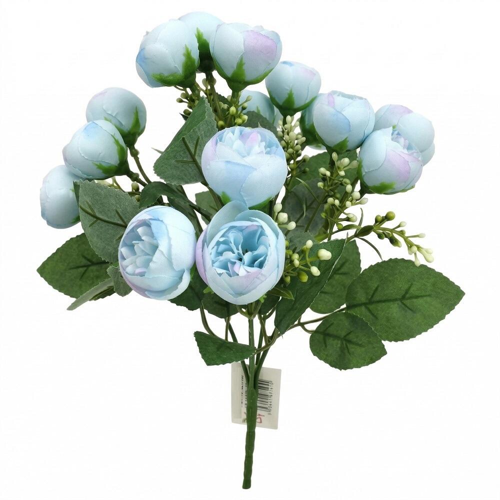 Artificial Flowers 31cm Peony and Berry Bush Blue