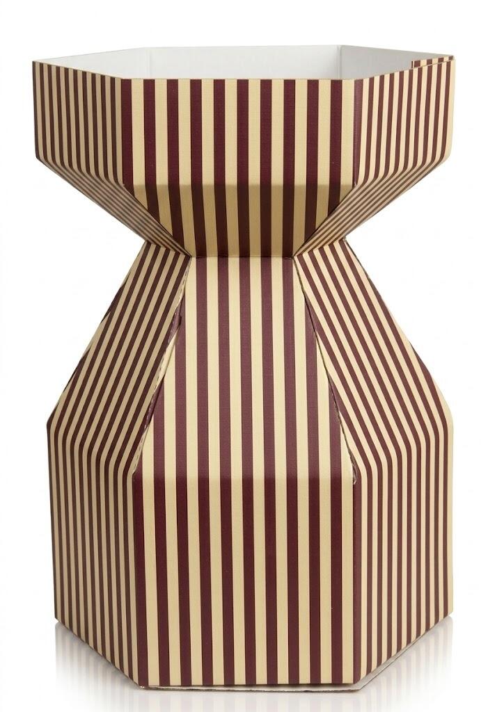 Gathered Flower Bouquet Box Large Burgundy Stripes
