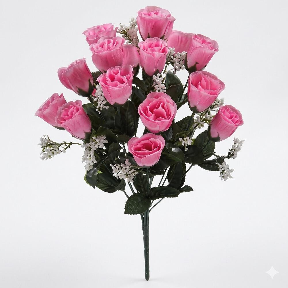 pink rose artificial flower bouquet bush bunch