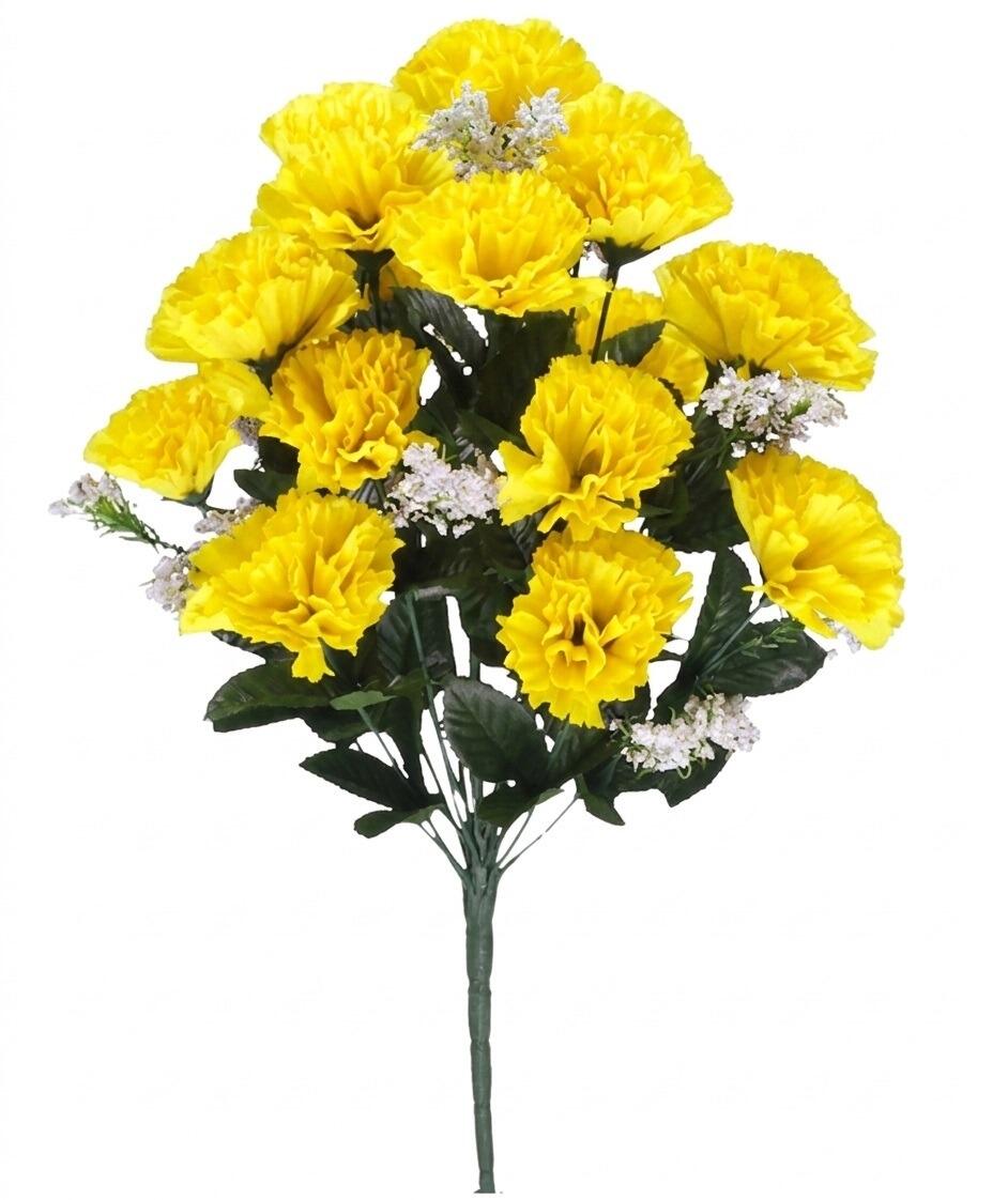 46cm Artificial Baby Blue Carnation Bush 18 Flower Heads