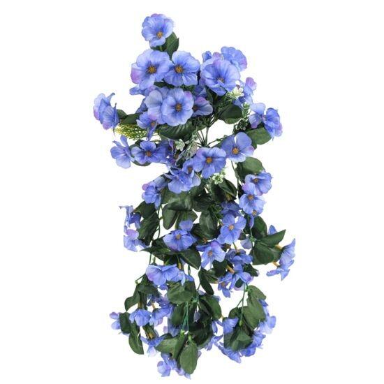 Artificial Trailing Nasturtium Bush for Hanging Baskets 54cm Lilac Blue