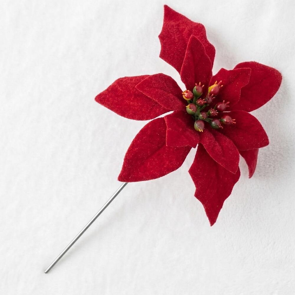 red velvet poinsettia pick for christmas wreath making